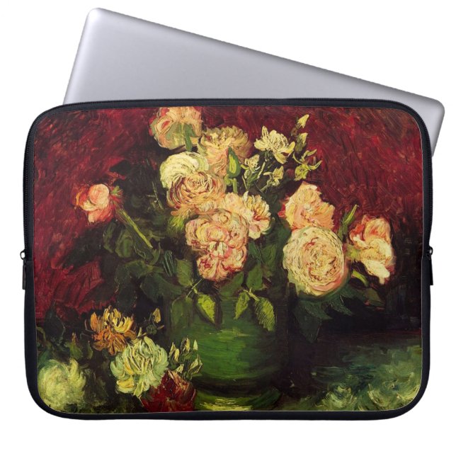 Capa Para Notebook Boliche com Peonies e Rosas, Vincent van Gogh (Frente)