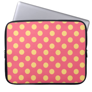 Capa Para Notebook Bolinhas amarelas no coral
