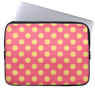 Capa Para Notebook Bolinhas amarelas no coral