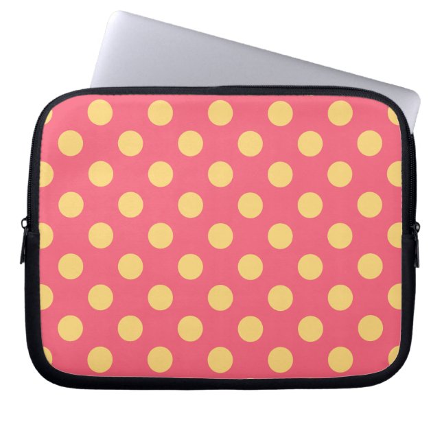 Capa Para Notebook Bolinhas amarelas no coral (Frente)