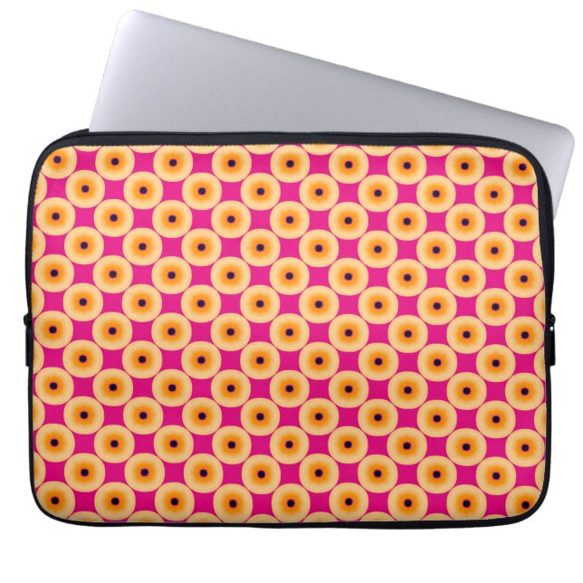Capa Para Notebook Bolinhas Amarelo e Rosa Quente (Frente)