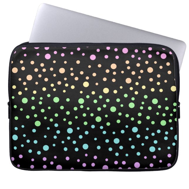 Capa Para Notebook Bolinhas Arco-Íris Bolsa de laptop Preta (Frente)