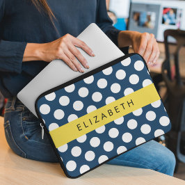 Capa Para Notebook Bolinhas Azuis marinho, Padrão de Bolinhas, Seu No