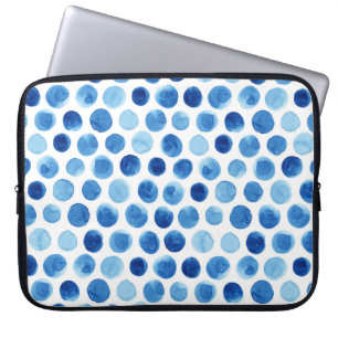 Capa Para Notebook Bolinhas azuis, padrão uniforme de aquarela.