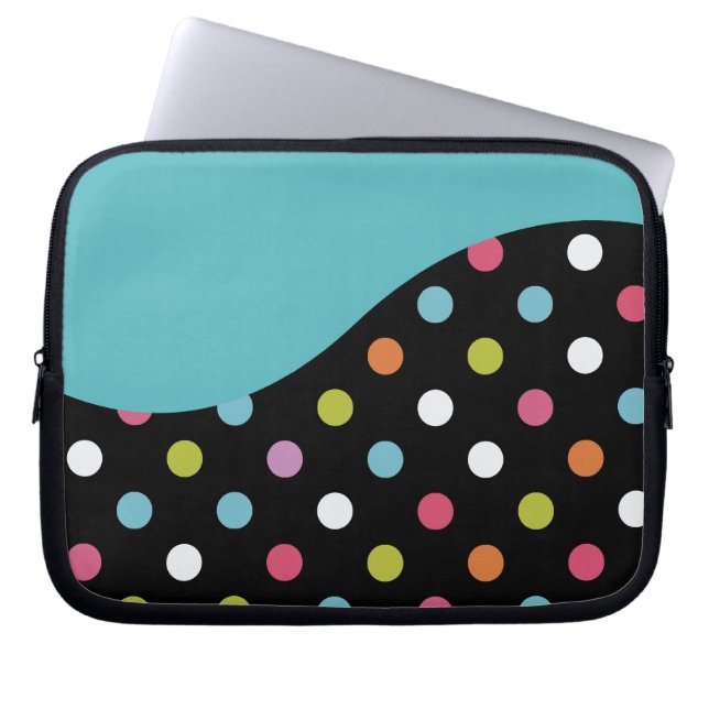 Capa Para Notebook Bolinhas Bolsa de laptop azul (Frente)