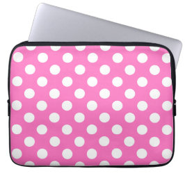 Capa Para Notebook Bolinhas brancas a rosa