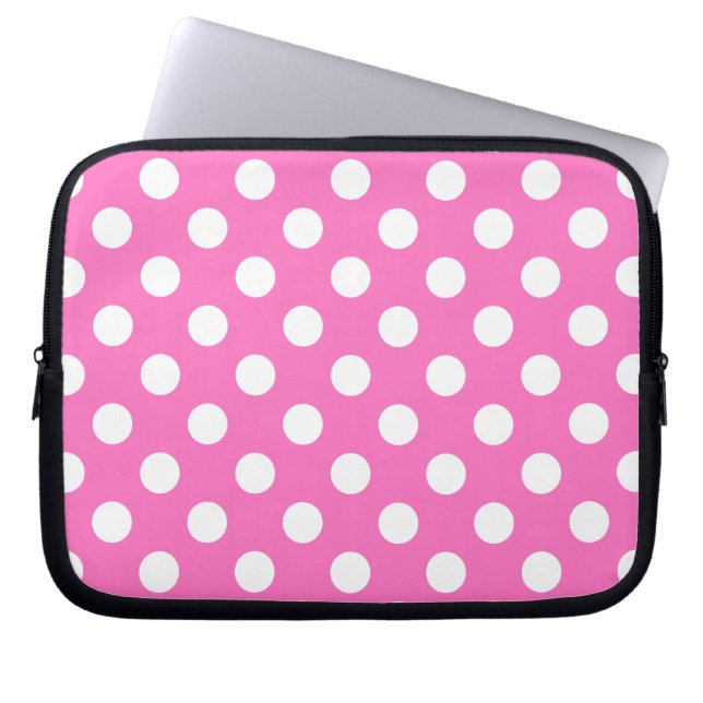 Capa Para Notebook Bolinhas brancas a rosa (Frente)