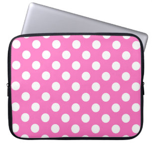 Capa Para Notebook Bolinhas brancas a rosa