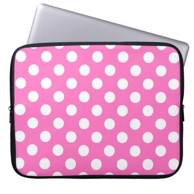 Capa Para Notebook Bolinhas brancas a rosa (Frente)