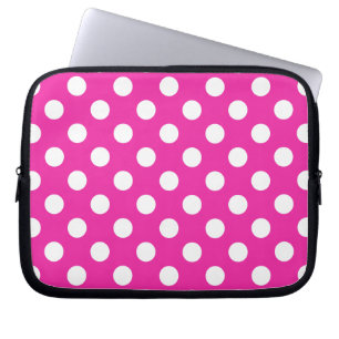 Capa Para Notebook bolinhas brancas da fúcsia