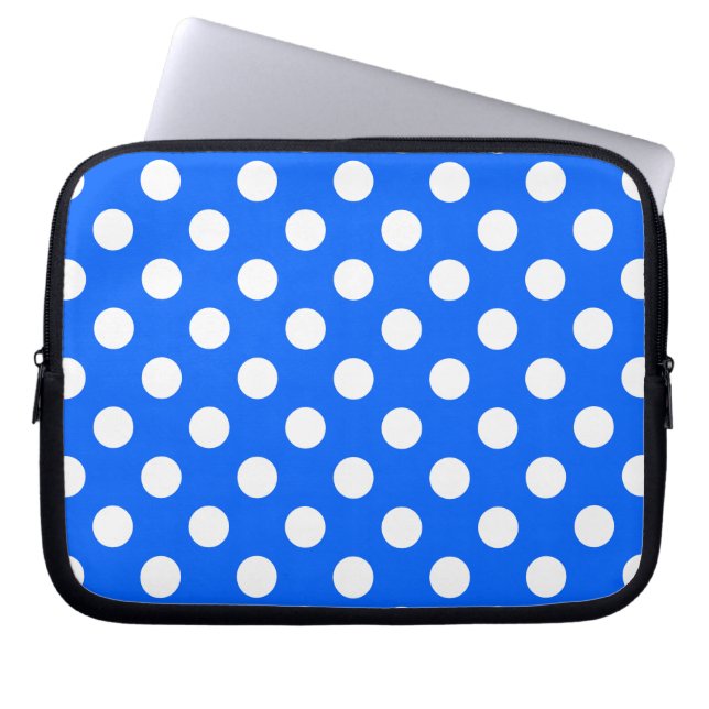 Capa Para Notebook Bolinhas brancas de azul real (Frente)