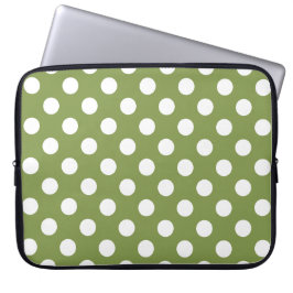 Capa Para Notebook Bolinhas brancas de verde-oliva