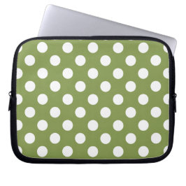 Capa Para Notebook Bolinhas brancas de verde-oliva