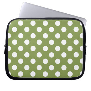 Capa Para Notebook Bolinhas brancas de verde-oliva