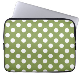 Capa Para Notebook Bolinhas brancas de verde-oliva