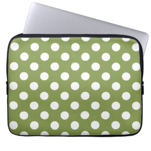Capa Para Notebook Bolinhas brancas de verde-oliva