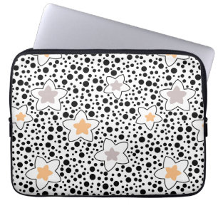 Capa Para Notebook Bolinhas brancas e pretas retrorreflectoras com es