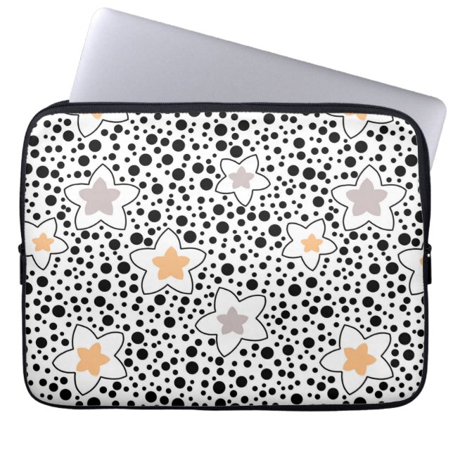 Capa Para Notebook Bolinhas brancas e pretas retrorreflectoras com es (Frente)