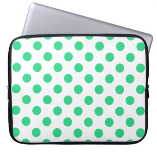 Capa Para Notebook bolinhas brancas e verdes