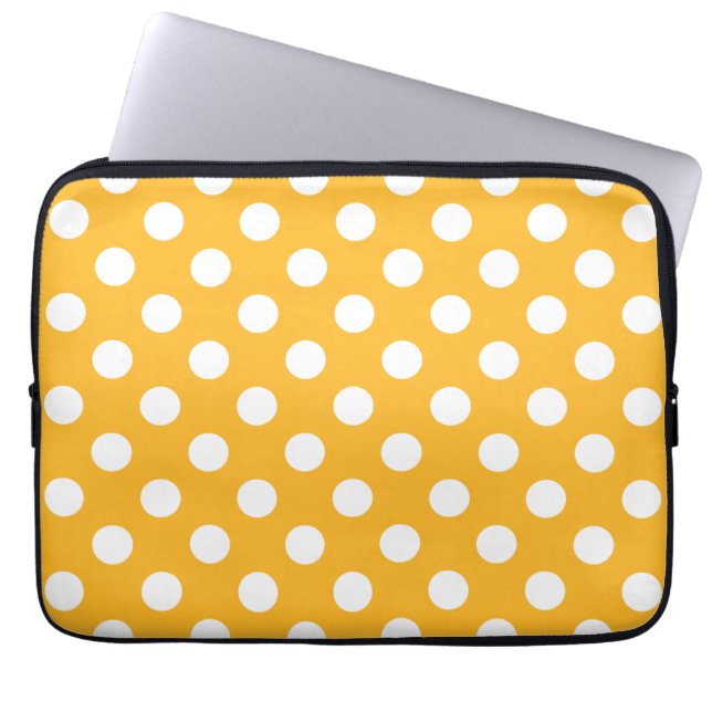 Capa Para Notebook Bolinhas brancas em amarelo (Frente)
