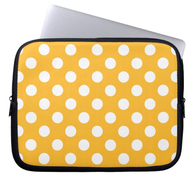 Capa Para Notebook Bolinhas brancas em amarelo (Frente)