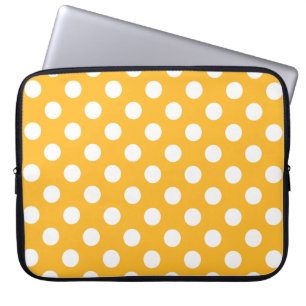 Capa Para Notebook Bolinhas brancas em amarelo