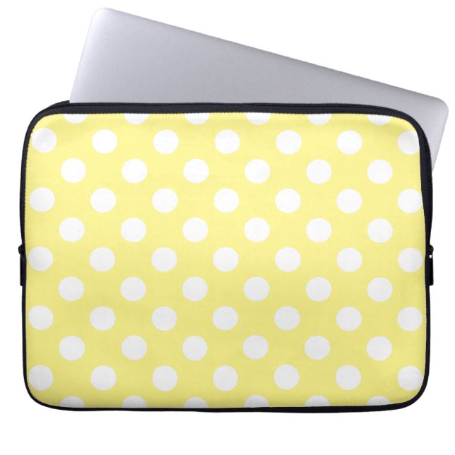 Capa Para Notebook Bolinhas brancas em amarelo-limão (Frente)