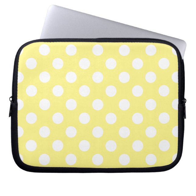 Capa Para Notebook Bolinhas brancas em amarelo-limão (Frente)