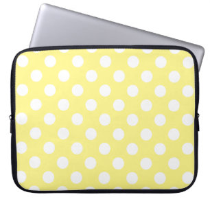 Capa Para Notebook Bolinhas brancas em amarelo-limão