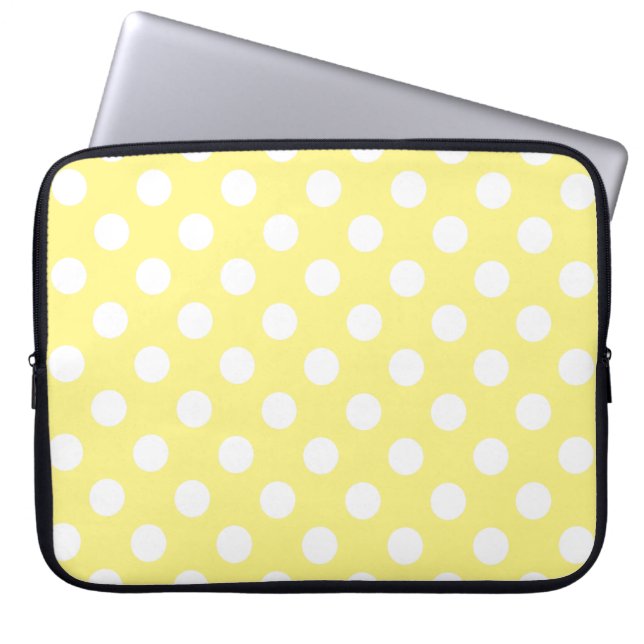Capa Para Notebook Bolinhas brancas em amarelo-limão (Frente)