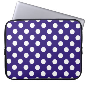 Capa Para Notebook Bolinhas brancas em azul escuro
