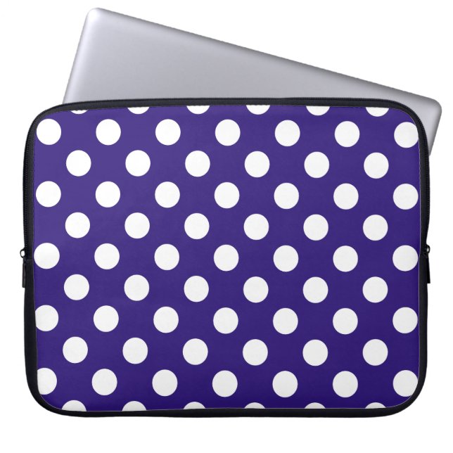 Capa Para Notebook Bolinhas brancas em azul escuro (Frente)