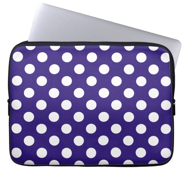 Capa Para Notebook Bolinhas brancas em azul escuro (Frente)