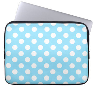 Capa Para Notebook Bolinhas brancas em azul pálido