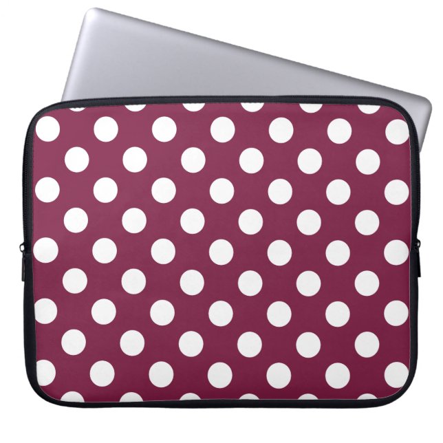 Capa Para Notebook Bolinhas brancas em burgundy (Frente)
