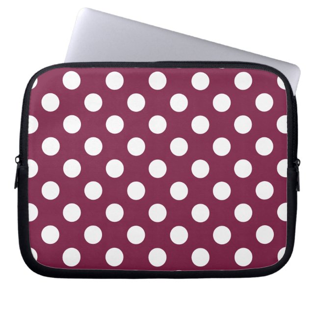 Capa Para Notebook Bolinhas brancas em burgundy (Frente)