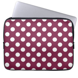 Capa Para Notebook Bolinhas brancas em burgundy