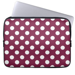 Capa Para Notebook Bolinhas brancas em burgundy