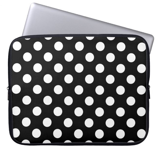 Capa Para Notebook Bolinhas brancas em preto (Frente)