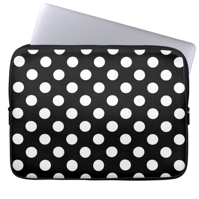 Capa Para Notebook Bolinhas brancas em preto (Frente)