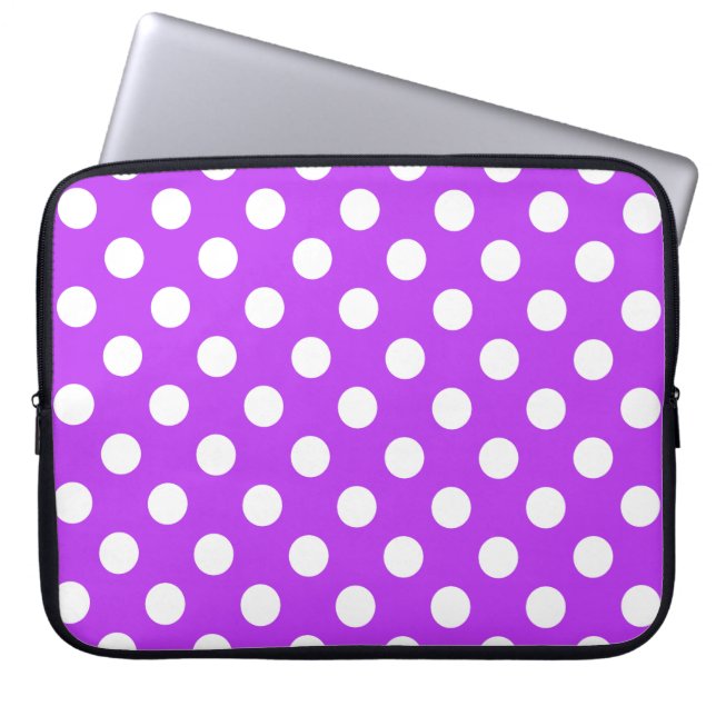 Capa Para Notebook Bolinhas brancas em roxo brilhante (Frente)