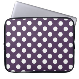 Capa Para Notebook Bolinhas brancas em roxo de ameixa