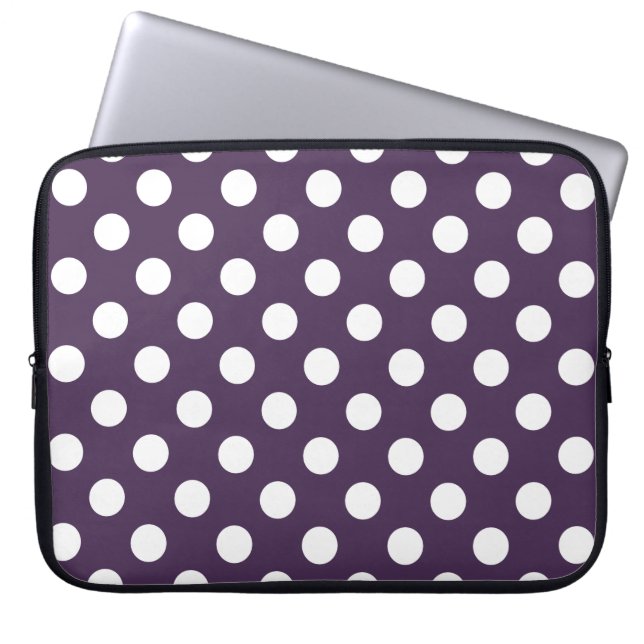 Capa Para Notebook Bolinhas brancas em roxo de ameixa (Frente)