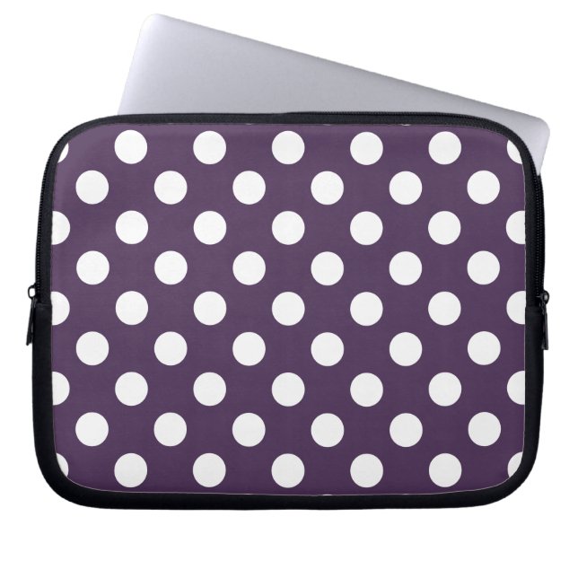 Capa Para Notebook Bolinhas brancas em roxo de ameixa (Frente)