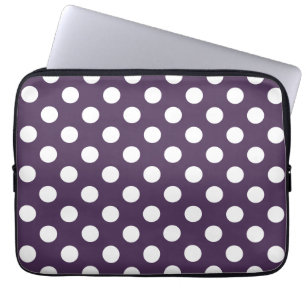Capa Para Notebook Bolinhas brancas em roxo de ameixa