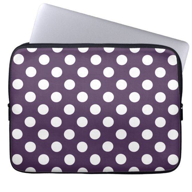 Capa Para Notebook Bolinhas brancas em roxo de ameixa (Frente)