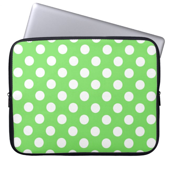 Capa Para Notebook Bolinhas brancas em verde-maçã (Frente)