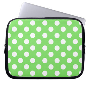 Capa Para Notebook Bolinhas brancas em verde-maçã