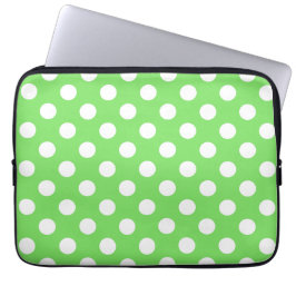 Capa Para Notebook Bolinhas brancas em verde-maçã