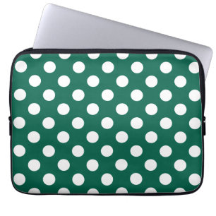 Capa Para Notebook Bolinhas brancas em verde sage
